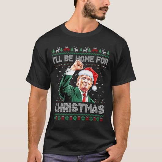 クリスマスサンタクロースおもしろいトランプ Tシャツ (正面)