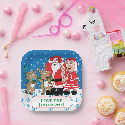 クリスマスサンタクロースおもしろい ペーパープレート (パーティー)