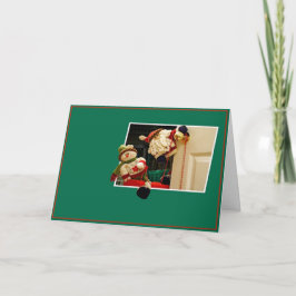 クリスマスサンタクロースおよび雪だるまの挨拶状 シーズンカード