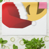 クリスマスサンタクロースがウィンキング絵文字 キッチンタオル (折り畳み)