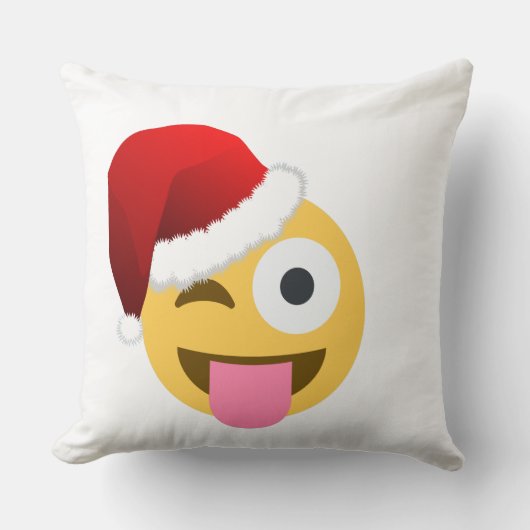クリスマスサンタクロースがウィンキング絵文字 クッション (正面)