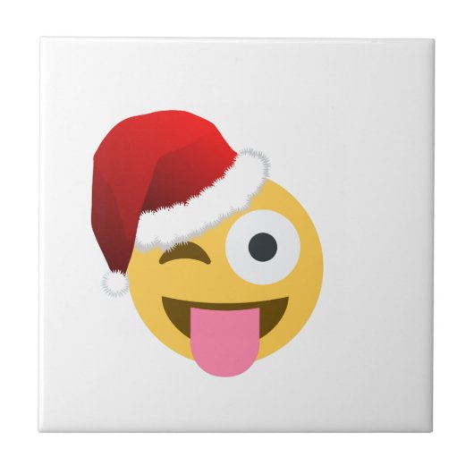 クリスマスサンタクロースがウィンキング絵文字 タイル (正面)