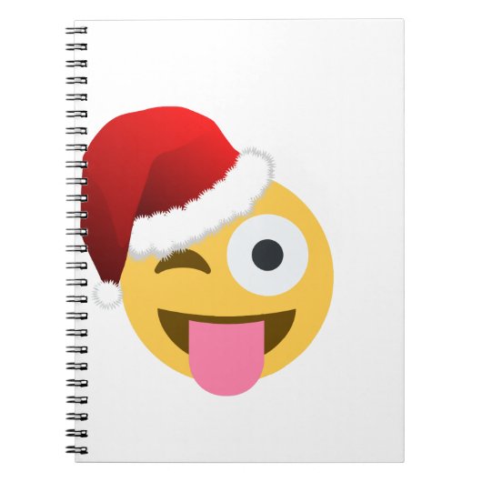 クリスマスサンタクロースがウィンキング絵文字 ノートブック (正面)