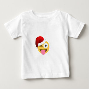 クリスマスサンタクロースがウィンキング絵文字 ベビーTシャツ