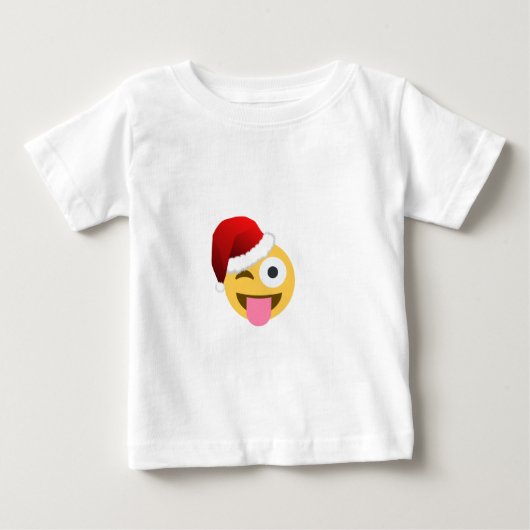 クリスマスサンタクロースがウィンキング絵文字 ベビーTシャツ (正面)