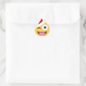 クリスマスサンタクロースがウィンキング絵文字 三角形シール (バッグ)