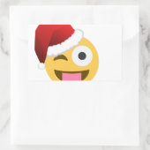 クリスマスサンタクロースがウィンキング絵文字 長方形シール (バッグ)