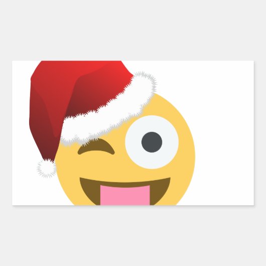 クリスマスサンタクロースがウィンキング絵文字 長方形シール (正面)