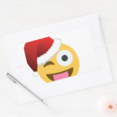 クリスマスサンタクロースがウィンキング絵文字 長方形シール (封筒)