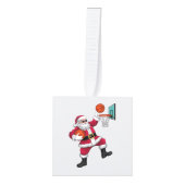 クリスマスサンタクロースがバスケットボールダンキングクリスマス キューブオーナメント (正面)