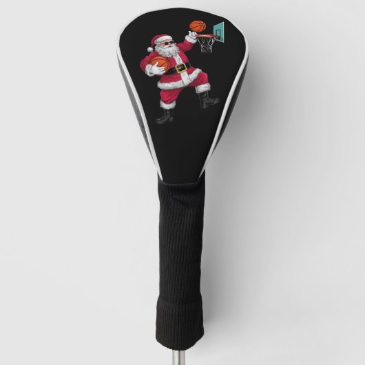 クリスマスサンタクロースがバスケットボールダンキングクリスマス ゴルフヘッドカバー (正面)