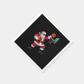 クリスマスサンタクロースがバスケットボールダンキングクリスマス スタンダードカクテルナプキン (角)