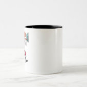 クリスマスサンタクロースがバスケットボールダンキングクリスマス ツートーンマグカップ (中央)