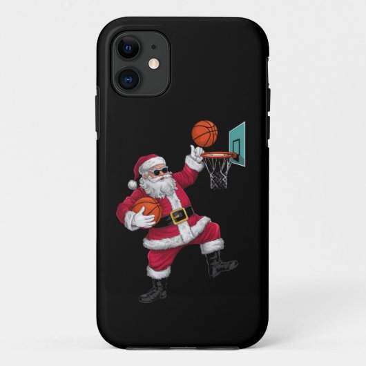 クリスマスサンタクロースがバスケットボールダンキングクリスマス Case-Mate iPhoneケース (裏面)