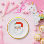 クリスマスサンタクロースとゴールデンフレーム ペーパープレート (パーティー)