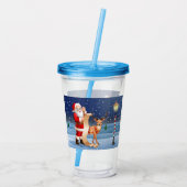 クリスマスサンタクロースとトナカイ アクリルタンブラー (裏面)