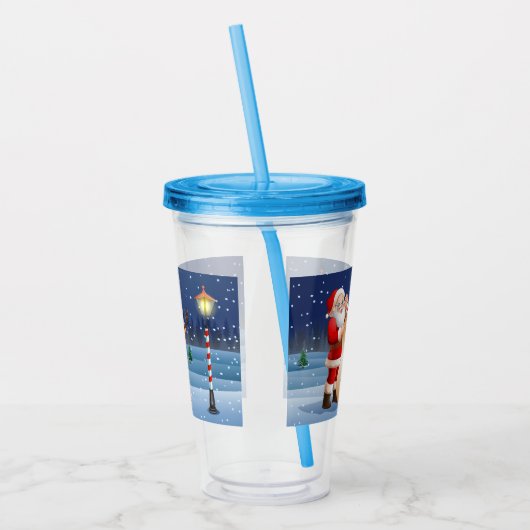 クリスマスサンタクロースとトナカイ アクリルタンブラー (左)