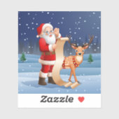 クリスマスサンタクロースとトナカイ シール (シート)