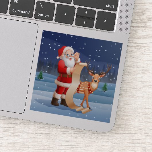 クリスマスサンタクロースとトナカイ シール (詳細)
