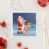 クリスマスサンタクロースとトナカイ スタンダードカクテルナプキン (インサイチュ)
