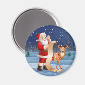 クリスマスサンタクロースとトナカイ マグネット (正面/裏面)