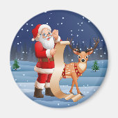 クリスマスサンタクロースとトナカイ マグネット (正面)