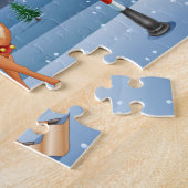 クリスマスサンタクロースとトナカイ |休日 ジグソーパズル (側面)