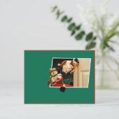 クリスマスサンタクロースと雪だるまはがき シーズンポストカード (スタンド正面)