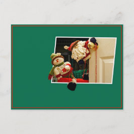 クリスマスサンタクロースと雪だるまはがき シーズンポストカード