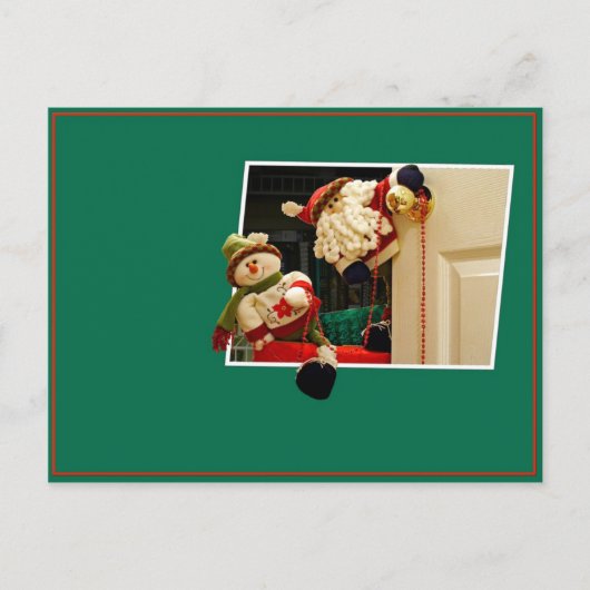クリスマスサンタクロースと雪だるまはがき シーズンポストカード (正面)