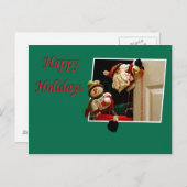 クリスマスサンタクロースと雪だるまはがき シーズンポストカード (正面/裏面)