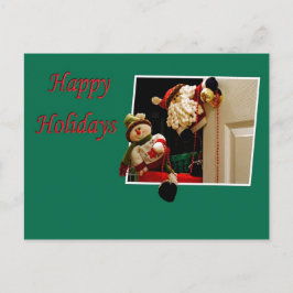 クリスマスサンタクロースと雪だるまはがき シーズンポストカード