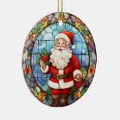 クリスマスサンタクロースのステンドグラススタイル セラミックオーナメント (右)