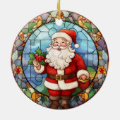 クリスマスサンタクロースのステンドグラススタイル セラミックオーナメント (裏面)