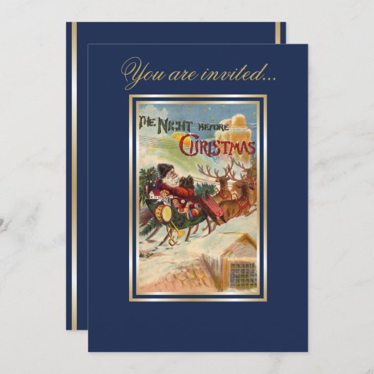 クリスマスサンタクロースのディナー前の夜 招待状 (正面/裏面)