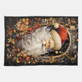 クリスマスサンタクロースのデコレーションフル顔 キッチンタオル (横)