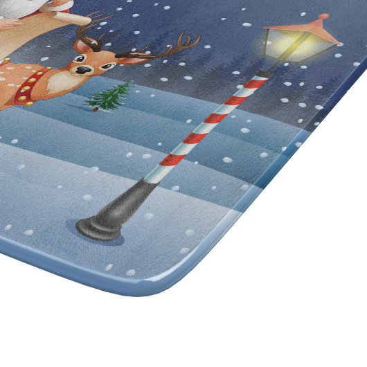 クリスマスサンタクロースのトナカイかわいい冬 カッティングボード (角)