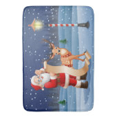 クリスマスサンタクロースのトナカイかわいい冬 バスマット (正面縦)