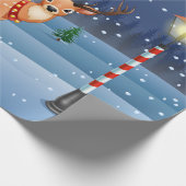 クリスマスサンタクロースのトナカイかわいい冬 ラッピングペーパー (角)