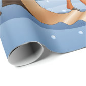 クリスマスサンタクロースのトナカイかわいい冬 ラッピングペーパー (ロールコーナー)