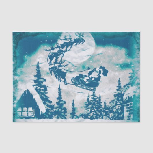 クリスマスサンタクロースのトナカイの風景 薄葉紙 (正面)