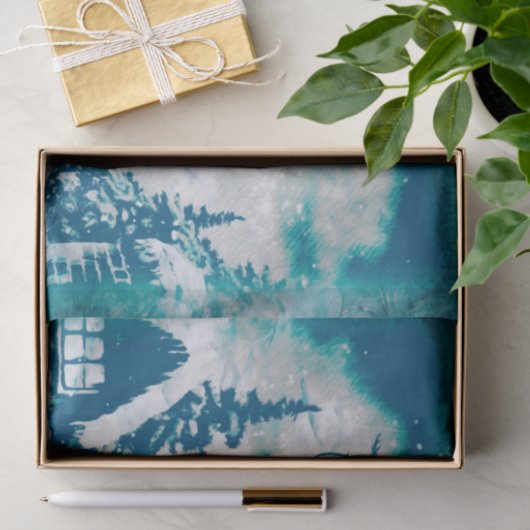 クリスマスサンタクロースのトナカイの風景 薄葉紙 (ギフト)