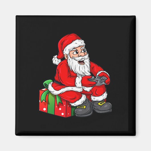 クリスマスサンタクロースのビデオゲーマーコントローラー少年 マグネット (正面)