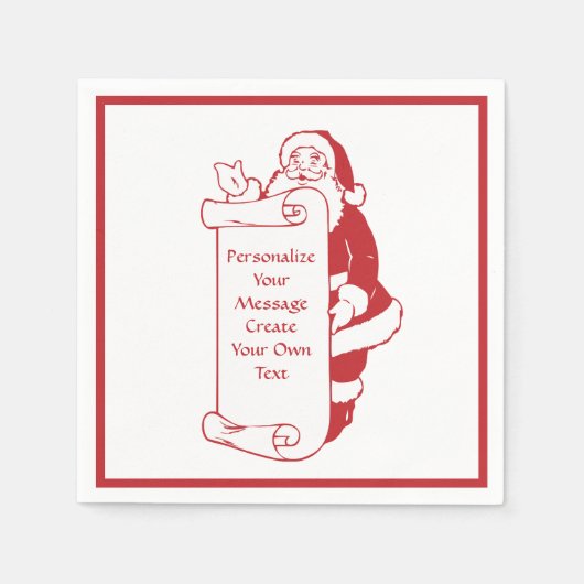 クリスマスサンタクロースのリストのパーソナライズ スタンダードカクテルナプキン (正面)