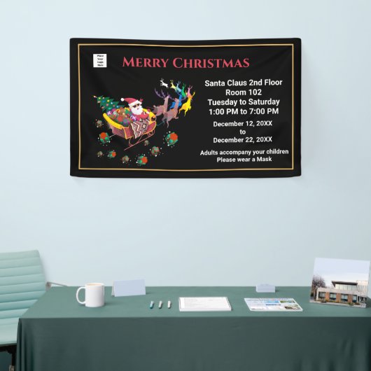 クリスマスサンタクロースの休日の時間をパーソナライズ 横断幕 (トレードショー)
