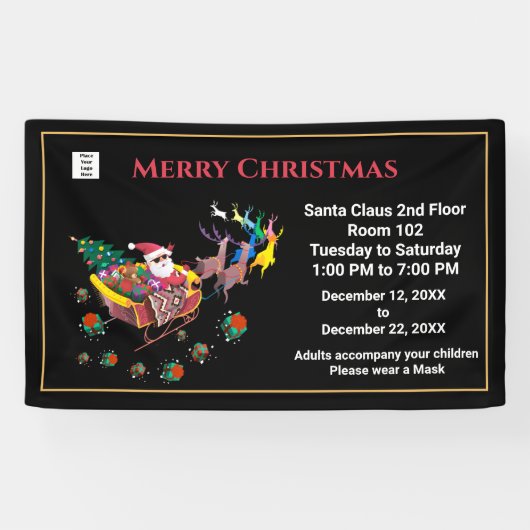 クリスマスサンタクロースの休日の時間をパーソナライズ 横断幕 (横)