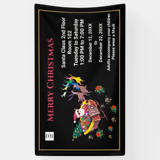 クリスマスサンタクロースの休日の時間をパーソナライズ 横断幕 (縦)