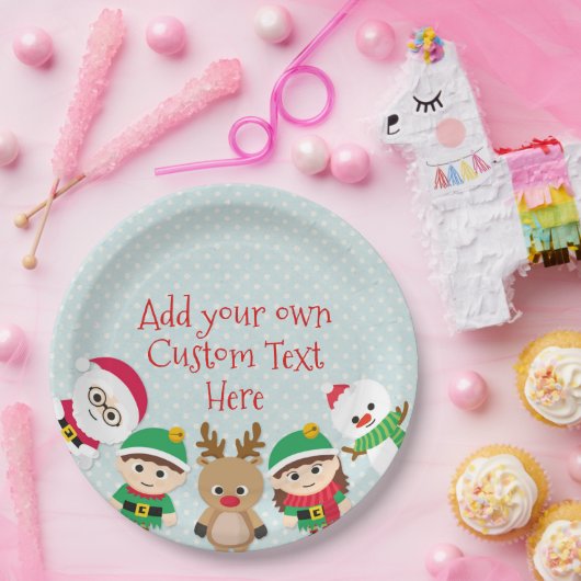 クリスマスサンタクロースの小妖精や小人、雪だるま、紙皿 ペーパープレート (パーティー)