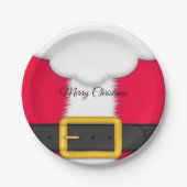 クリスマスサンタクロースひげ、赤サンタスーツ ペーパープレート (正面)