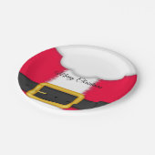 クリスマスサンタクロースひげ、赤サンタスーツ ペーパープレート (アングル)